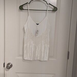 Express spaghetti strap white lace top